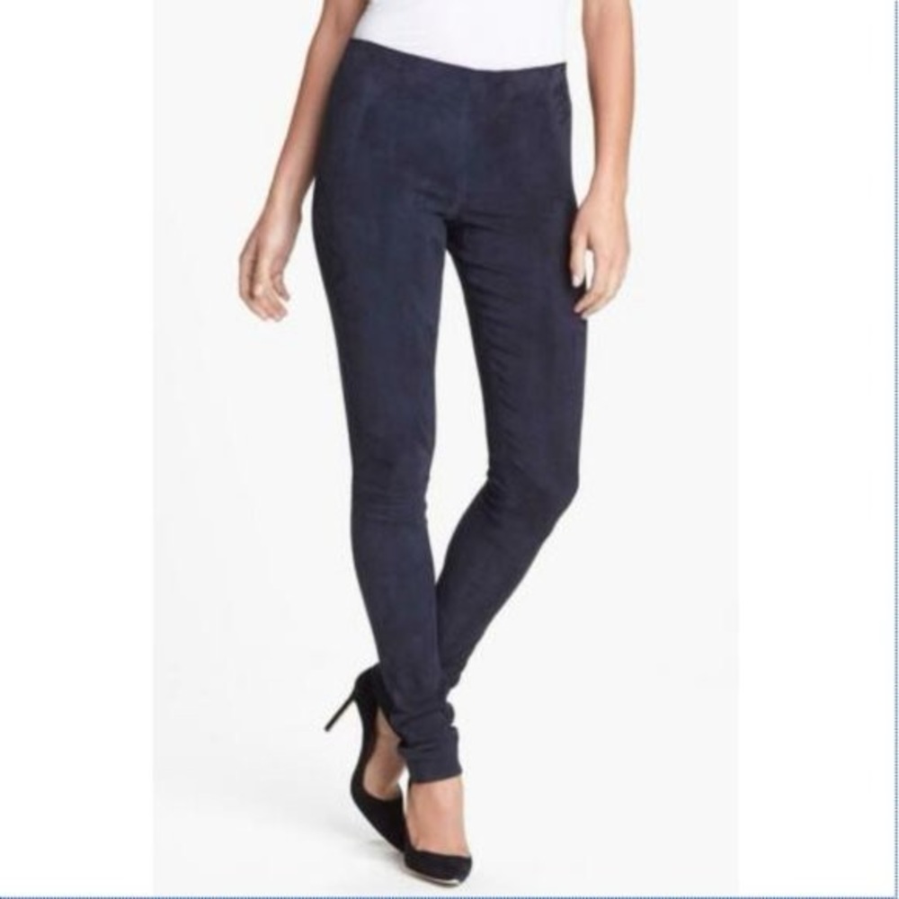 NWT THEORY ADBELLE CHARCOAL STRETCH SUEDE LEGGINGS, sz 6, $995